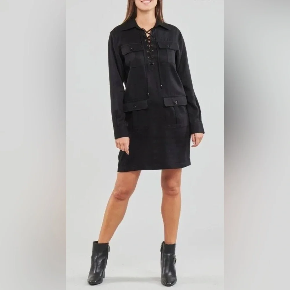Ralph Lauren Black Label - Long Sleeve Lace-up Shirt Dress - Size 6 - Picture 1 of 6